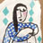 Woman with blue checkers